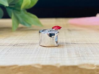 Charm Letra G con Rosa Roja - Plata