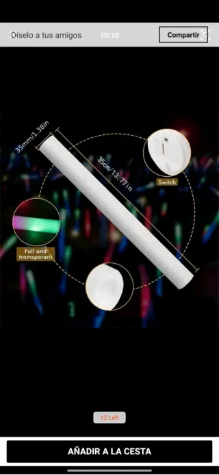 70 Palos de Luz LED para Fiestas y Bodas