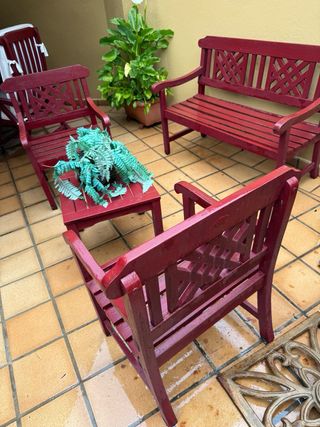 Conjunto Muebles Terraza: Banco y 2 Sillas