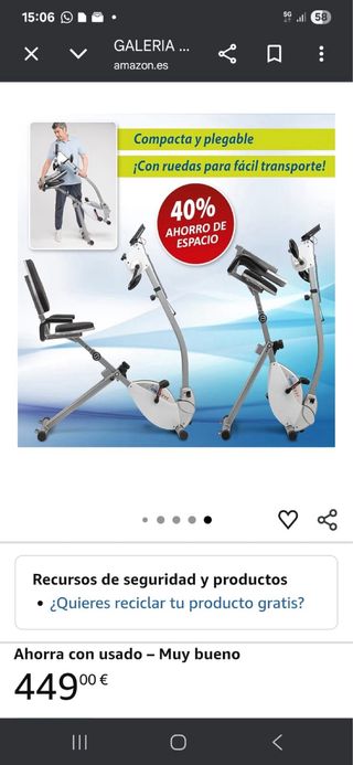 Bicicleta Estática Reclinada