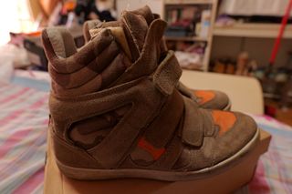 Sneakers Camoscio Zeppa Interna Marrone Arancio