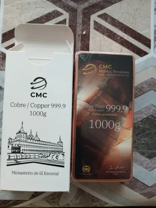5 Lingotes Cobre 1000g Cu 999.9