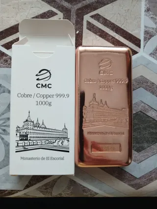 5 Lingotes Cobre 1000g Cu 999.9