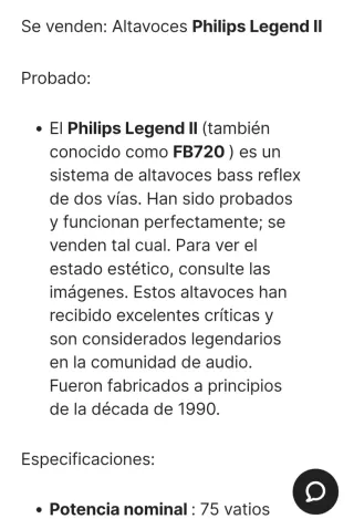 Altavoces Philips Legend II Vintage audiofilos