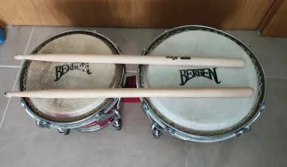 Bongos Bergen Doble Rojo + 2 baquetas
