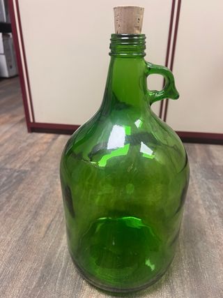 Garrafa de vidrio verde con tapón 30cmx17cm