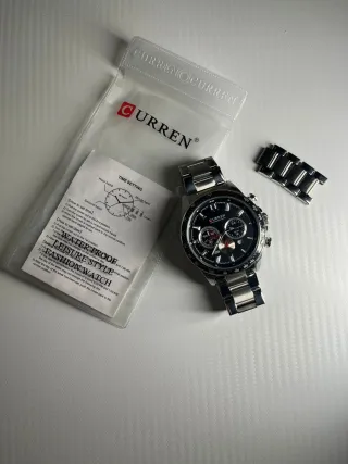 Reloj CURREN Cronógrafo Negro y Plateado