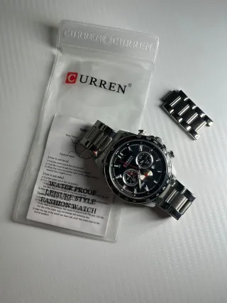 Reloj CURREN Cronógrafo Negro y Plateado