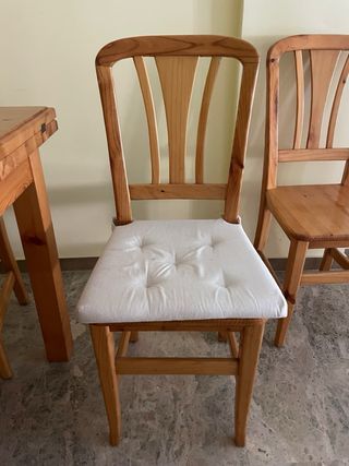 Mesa extensible madera maciza + 6 sillas