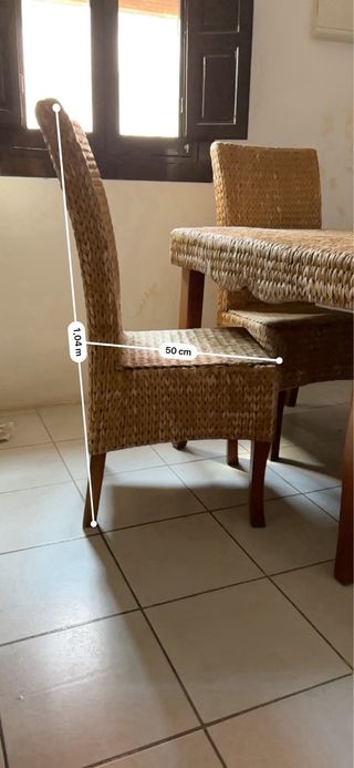 Mesa y 4 Sillas Comedor Mimbre