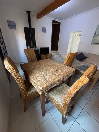 Mesa y 4 Sillas Comedor Mimbre