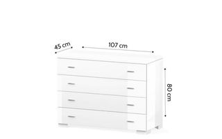 Cómoda 4 cajones blanca y madera