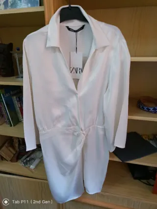 Vestido Satinado ZARA Blanco - Nuevo con etiquetas