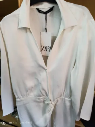 Vestido Satinado ZARA Blanco - Nuevo con etiquetas