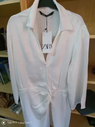 Vestido Satinado ZARA Blanco - Nuevo con etiquetas