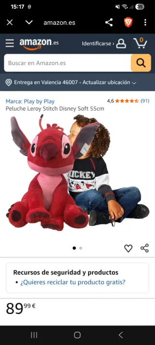 Peluche Stitch Gigante Disney Original Rojo