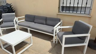 Mobiliario Jardín Aluminio Lacado Gris/Blanco