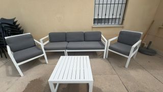 Mobiliario Jardín Aluminio Lacado Gris/Blanco