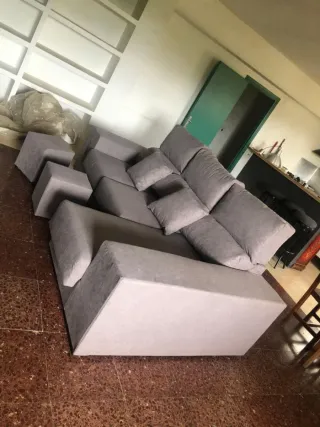 Sofá modular gris tela