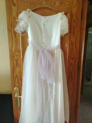 Vestido de Comunión Niña blanco y flores