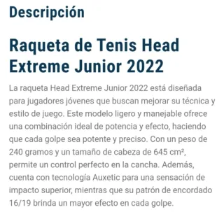 Raqueta Tenis Head Extreme Junior 2022