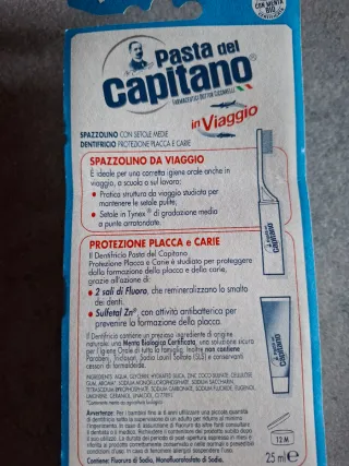 Set 2 pz spazzolini dentifricio viaggio P Capitano