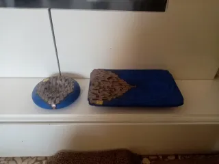 Centro de mesa y cenicero vintage azul y plata