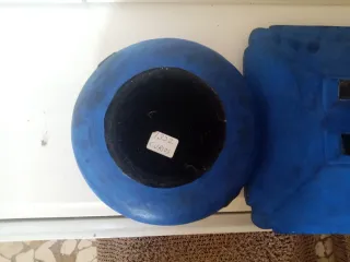 Centro de mesa y cenicero vintage azul y plata