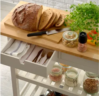 Carrito de cocina madera/blanco 100x43 cm