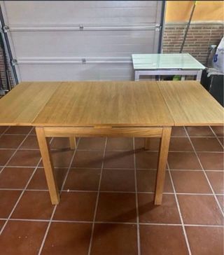 Mesa extensible madera y cristal