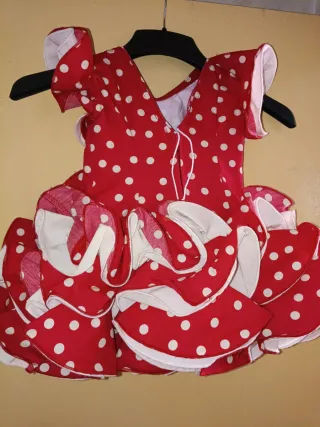 Traje de flamenca niña lunares rojo 2 - 3 años
