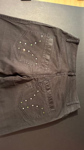 Jeans Neri Taglio Dritto Classico con Brillantini