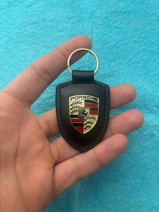 2 Llaveros Porsche Cuero Negro y Rojo Nuevos