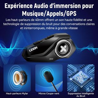 LEXIN G1 Auriculares Bluetooth Casco Moto, Auricul