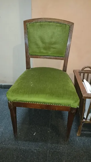 Pareja Sillas Vintage Terciopelo Verde Madera
