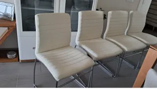 4 Sillas El Corte Inglés Polipiel Acero Blancas