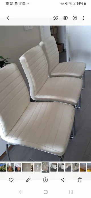 4 Sillas El Corte Inglés Polipiel Acero Blancas