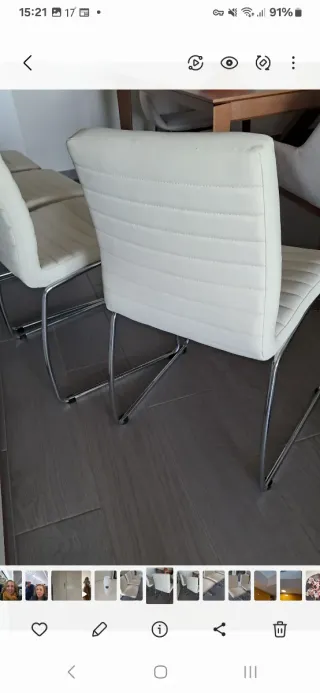 4 Sillas El Corte Inglés Polipiel Acero Blancas