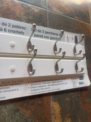 Perchero pared blanco 2 uds nuevo
