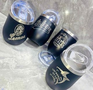 Set 4 Vasos Negro con Tapa Transparente