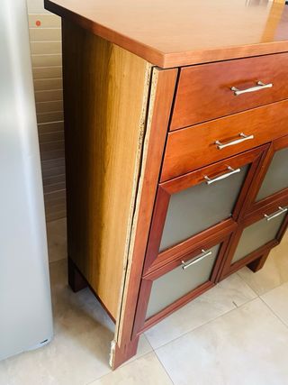 Mueble auxiliar madera vitrinas cristal