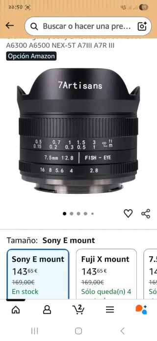 7Artisans 7.5mm F2.8 II Objetivo Fisheye APS-C