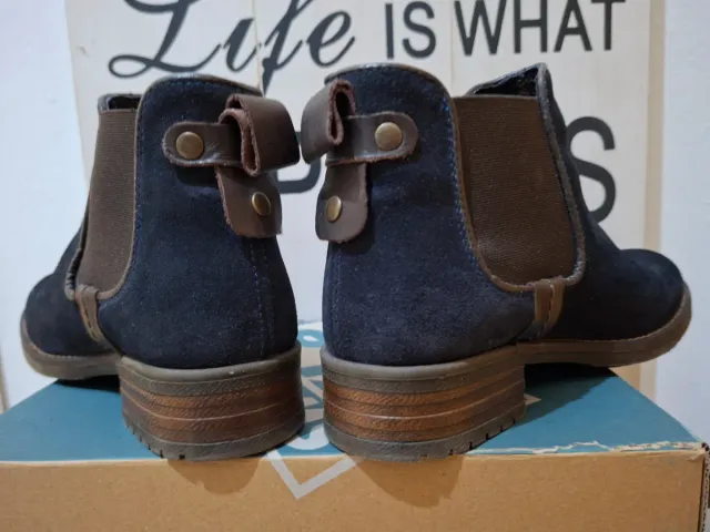 Botines mujer ante, Azul/Marrón Talla 37. "Sacchi"