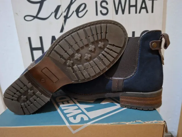 Botines mujer ante, Azul/Marrón Talla 37. "Sacchi"