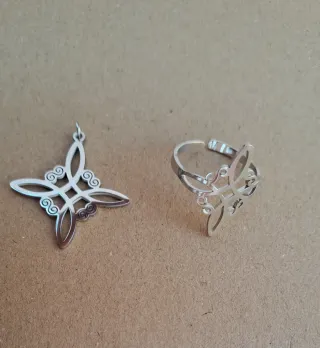 Colgante y Anillo Nudo de Bruja Plata