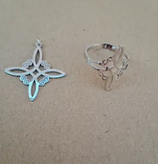 Colgante y Anillo Nudo de Bruja Plata