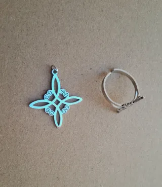 Colgante y Anillo Nudo de Bruja Plata