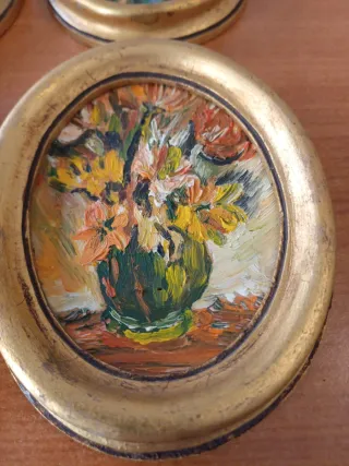 Lotto 4 Quadri Vintage Dipinti a Mano