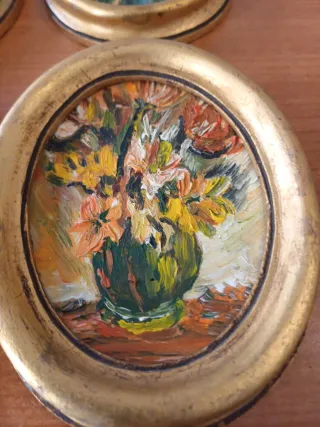 Lotto 4 Quadri Vintage Dipinti a Mano