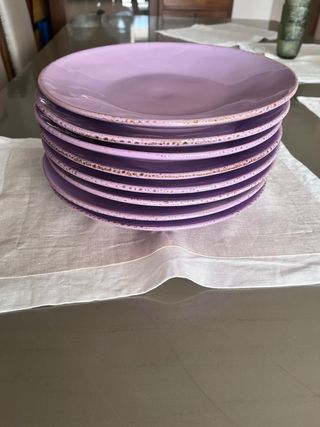 8 platos tos lila cerámica portuguesa
